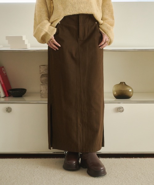 REMOON(リムーン)の「ツイルロングスカート(スカート・レディース・ブラウン/ナチュラル・FREE)」の9枚目の写真