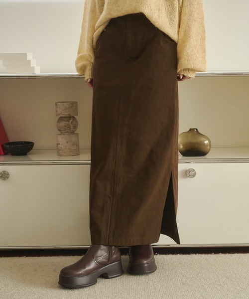 REMOON(リムーン)の「ツイルロングスカート(スカート・レディース・ブラウン/ナチュラル・FREE)」の10枚目の写真