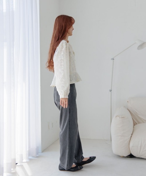 flower（フラワー）の「ブルーミングリボントップ（シャツ/ブラウス・レディース・アイボリー/グレー・FREE）」の12枚目の写真