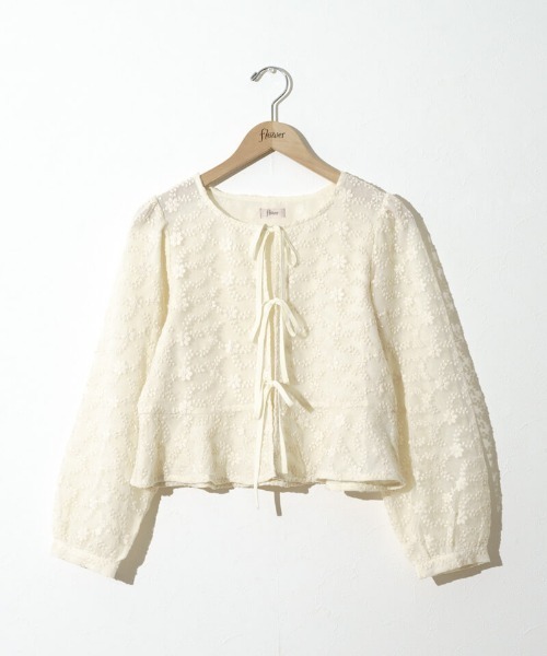 flower（フラワー）の「ブルーミングリボントップ（シャツ/ブラウス・レディース・アイボリー/グレー・FREE）」の14枚目の写真