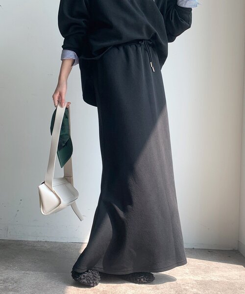 DouDou（ドゥドゥ）の「セットアップドロストスカート（スカート・レディース・アイボリー/カーキ/ブラック・FREE）」の3枚目の写真