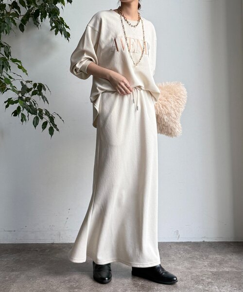 DouDou（ドゥドゥ）の「セットアップドロストスカート（スカート・レディース・アイボリー/カーキ/ブラック・FREE）」の5枚目の写真