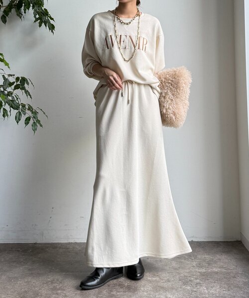 DouDou（ドゥドゥ）の「セットアップドロストスカート（スカート・レディース・アイボリー/カーキ/ブラック・FREE）」の6枚目の写真