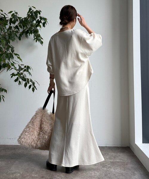 DouDou（ドゥドゥ）の「セットアップドロストスカート（スカート・レディース・アイボリー/カーキ/ブラック・FREE）」の7枚目の写真