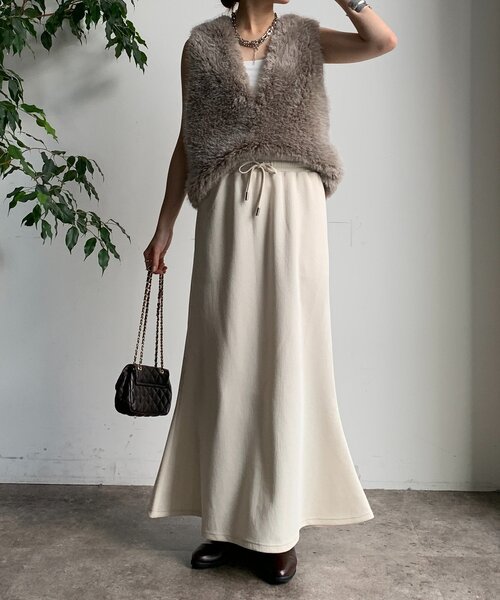 DouDou（ドゥドゥ）の「セットアップドロストスカート（スカート・レディース・アイボリー/カーキ/ブラック・FREE）」の10枚目の写真