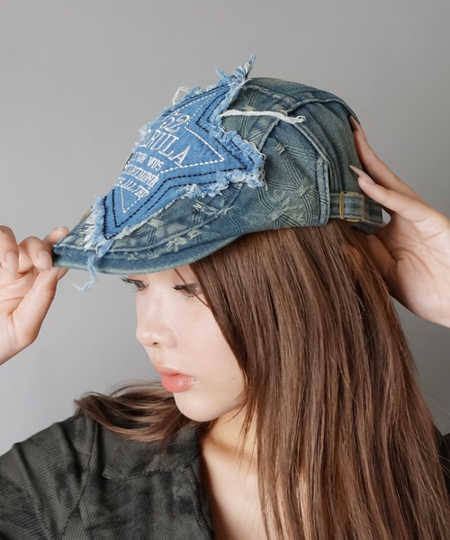 SPINNS(スピンズ)の「デニムハンチング/ビッグスター/NEO森ガール(ハンチング/ベレー帽・レディース・ブルー・ONESIZE)」の3枚目の写真