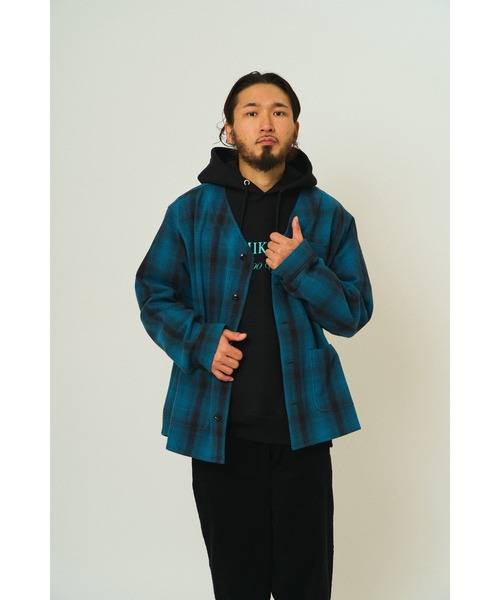 BIG MIKE(ビッグマイク)の「BIG MIKE ビックマイク/ 無地 チェック柄 ヘビーフランネル カーディガン /// 102536200 102536250(カーディガン/ボレロ・メンズ・ブラック/ブラック×グレー/チャコール/ブルー系その他・MEDIUM/LARGE/X-LARGE)」の9枚目の写真