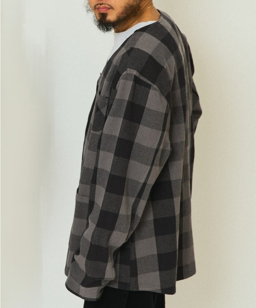 BIG MIKE(ビッグマイク)の「BIG MIKE ビックマイク/ 無地 チェック柄 ヘビーフランネル カーディガン /// 102536200 102536250(カーディガン/ボレロ・メンズ・ブラック/ブラック×グレー/チャコール/ブルー系その他・MEDIUM/LARGE/X-LARGE)」の18枚目の写真