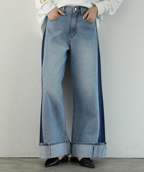 セール】サイドラインロールアップデニム（デニムパンツ）｜Gready