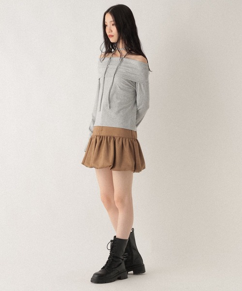 Heather(ヘザー)の「タイ付きオフショルカットソー 593366(Tシャツ/カットソー・レディース・グレー/グレー系その他/ホワイト系その他・FREE)」の14枚目の写真
