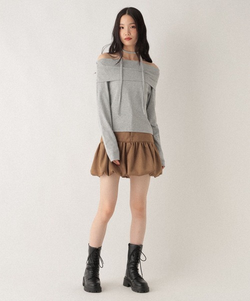 Heather(ヘザー)の「タイ付きオフショルカットソー 593366(Tシャツ/カットソー・レディース・グレー/グレー系その他/ホワイト系その他・FREE)」の16枚目の写真