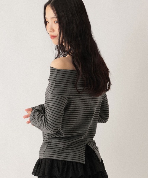Heather(ヘザー)の「タイ付きオフショルカットソー 593366(Tシャツ/カットソー・レディース・グレー/グレー系その他/ホワイト系その他・FREE)」の19枚目の写真