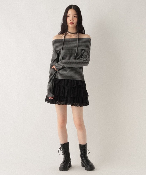 Heather(ヘザー)の「タイ付きオフショルカットソー 593366(Tシャツ/カットソー・レディース・グレー/グレー系その他/ホワイト系その他・FREE)」の20枚目の写真