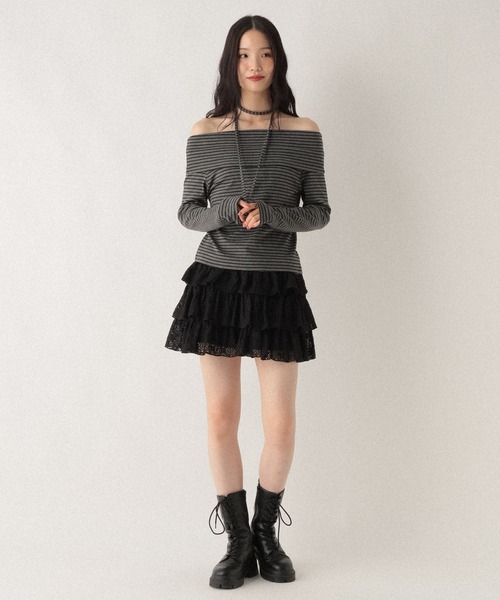 Heather(ヘザー)の「タイ付きオフショルカットソー 593366(Tシャツ/カットソー・レディース・グレー/グレー系その他/ホワイト系その他・FREE)」の21枚目の写真