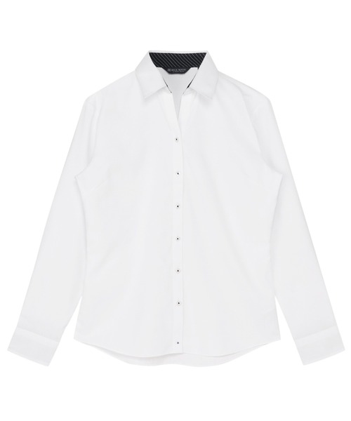 TOKYO SHIRTS(トウキョウシャツ)の「【透け防止】 形態安定ノーアイロン スキッパー 長袖ビジネスワイシャツ(ビジネスシャツ・レディース・ホワイト・LL/S/M/L/XL/XS)」の1枚目の写真