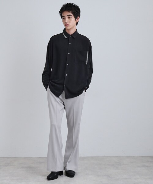 tk.TAKEO KIKUCHI(ティーケータケオキクチ)の「ピンストライプフレアスラックス(その他パンツ・メンズ・ブラック系2/ライトグレー系2・03/02)」の6枚目の写真