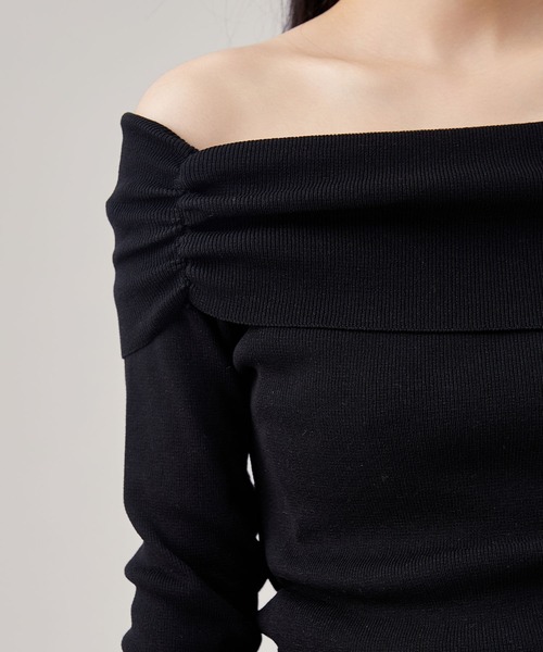 Lace Ladies(レースレディース)の「サイド ギャザー オフショル 裾メロウ トップス(Tシャツ/カットソー・レディース・ブラック/ブラウン/ホワイト・FREE)」の9枚目の写真