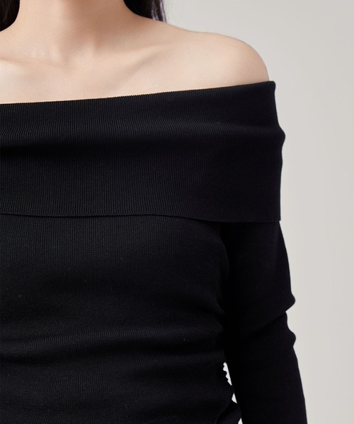 Lace Ladies(レースレディース)の「サイド ギャザー オフショル 裾メロウ トップス(Tシャツ/カットソー・レディース・ブラック/ブラウン/ホワイト・FREE)」の10枚目の写真