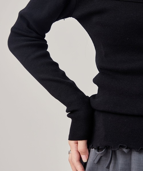 Lace Ladies(レースレディース)の「サイド ギャザー オフショル 裾メロウ トップス(Tシャツ/カットソー・レディース・ブラック/ブラウン/ホワイト・FREE)」の11枚目の写真