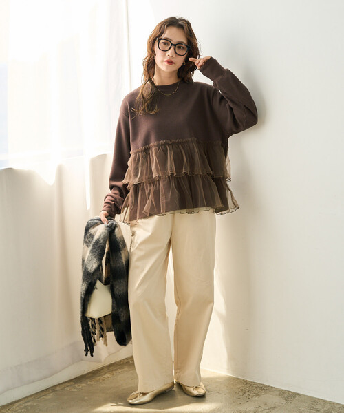 セール】限定展開 チュール ドッキング ワッフル プルオーバー（T