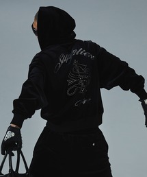 ベロアフーディ|Cross Rhinestone Velour Zip Hoodie|SUPPLIER