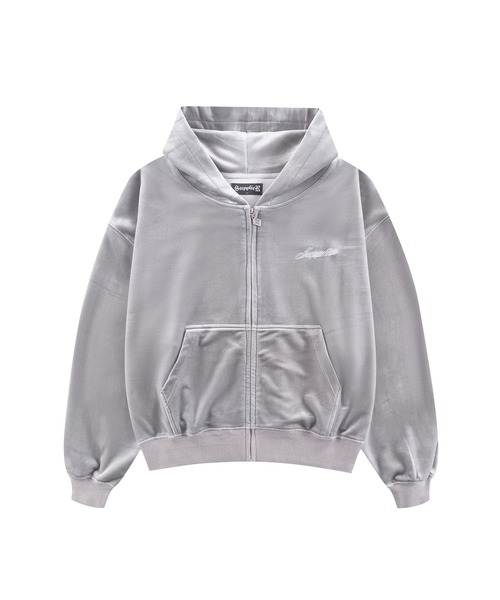 SUPPLIER(サプライヤー)の「ベロアフーディ|Cross Rhinestone Velour Zip Hoodie|SUPPLIER(パーカー・メンズ・グレー/ブラック・SMALL/MEDIUM/LARGE/X-LARGE)」の5枚目の写真