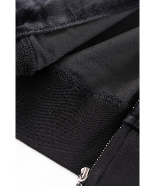 ベロアフーディ｜Cross Rhinestone Velour Zip Hoodie｜SUPPLIER