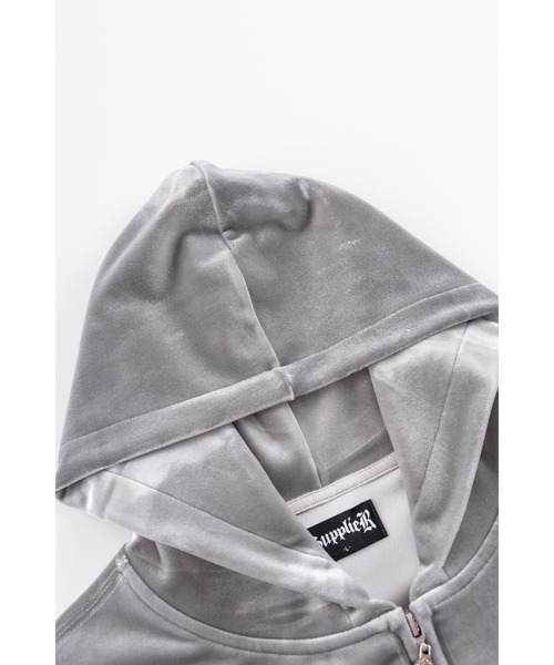 SUPPLIER(サプライヤー)の「ベロアフーディ|Cross Rhinestone Velour Zip Hoodie|SUPPLIER(パーカー・メンズ・グレー/ブラック・SMALL/MEDIUM/LARGE/X-LARGE)」の8枚目の写真
