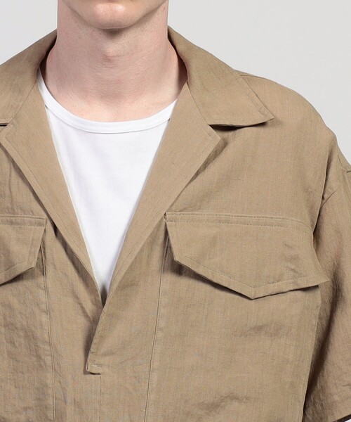 HAVERSACK（ハバーザック）の「HAVERSACK ATTIRE リネン ダブルポケットハーフスリーブシャツ（シャツ/ブラウス・メンズ・ベージュ・M）」の9枚目の写真