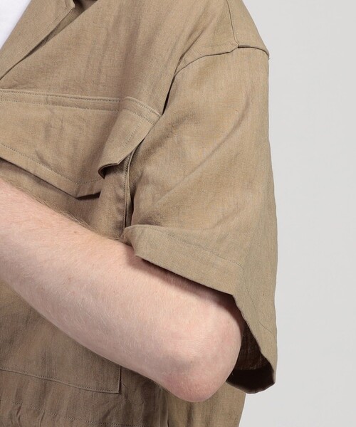 HAVERSACK（ハバーザック）の「HAVERSACK ATTIRE リネン ダブルポケットハーフスリーブシャツ（シャツ/ブラウス・メンズ・ベージュ・M）」の7枚目の写真
