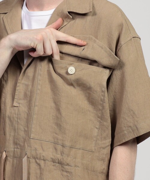 HAVERSACK（ハバーザック）の「HAVERSACK ATTIRE リネン ダブルポケットハーフスリーブシャツ（シャツ/ブラウス・メンズ・ベージュ・M）」の5枚目の写真