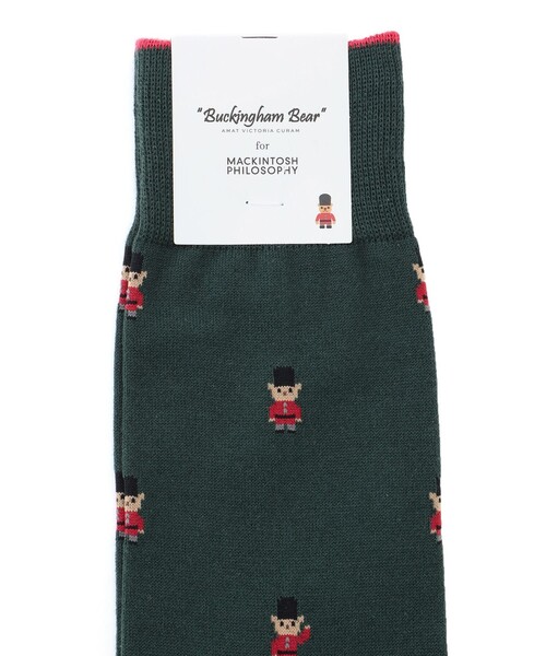 MACKINTOSH PHILOSOPHY(マッキントッシュ フィロソフィー)の「バッキンガムべア カジュアルソックス(ソックス/靴下・メンズ・グレー系その他/グリーン/ダークネイビー・FREE)」の4枚目の写真