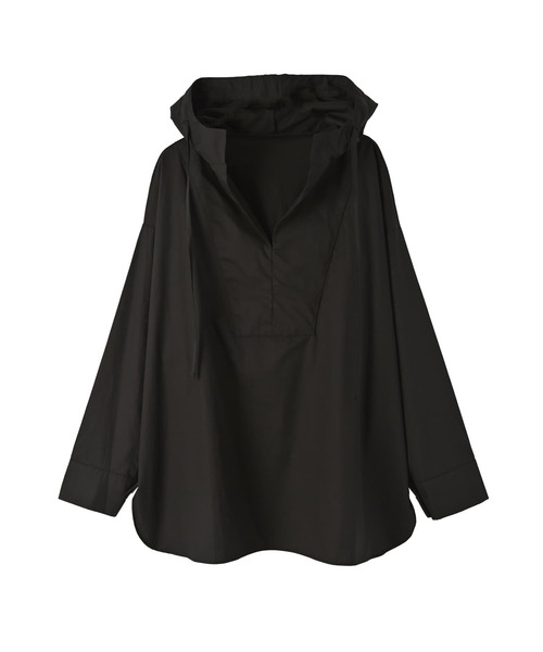 STYLE DELI(スタイルデリ)の「【BLK001】ライトフーディシャツ(シャツ/ブラウス・レディース・ブラック・FREE)」の16枚目の写真