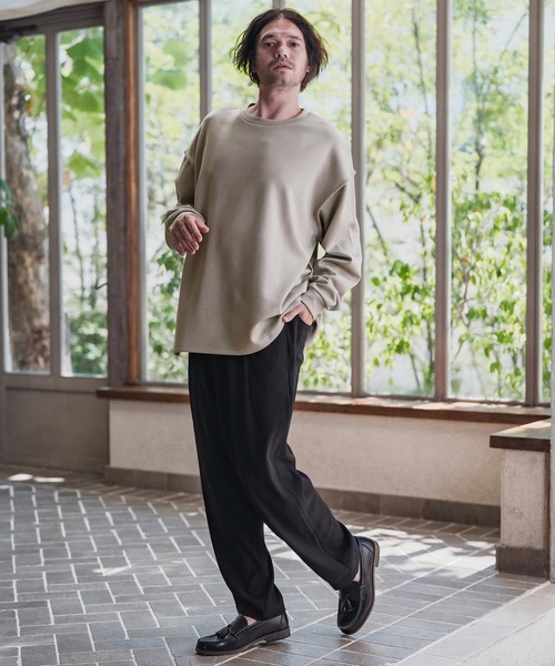 CAMBIO（カンビオ）の「mlt5435-カラーステッチルーズシルエットポンチカットソー（Tシャツ/カットソー・メンズ・ホワイト/グレイッシュベージュ/ブラック・M/L/XL）」の8枚目の写真