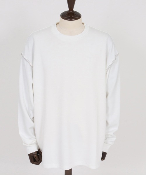 CAMBIO（カンビオ）の「mlt5435-カラーステッチルーズシルエットポンチカットソー（Tシャツ/カットソー・メンズ・ホワイト/グレイッシュベージュ/ブラック・M/L/XL）」の17枚目の写真