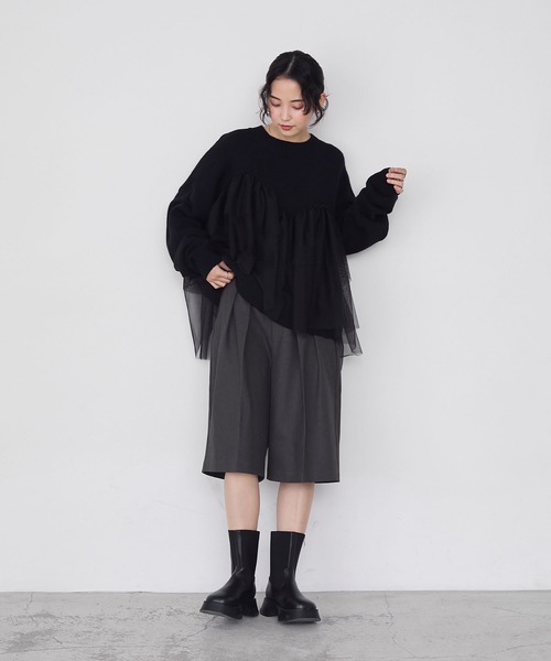 forksy.(フォルクシー)の「【forksy.】ツータックワイドハーフパンツ(その他パンツ・レディース・ベージュ/グレー/ブラック・FREE)」の7枚目の写真