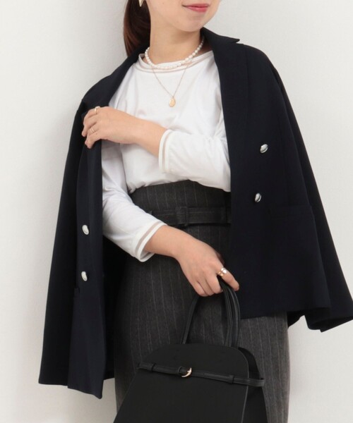 MICO COULIER（ミコクリエ）の「リブ部分シアー カットソー7分袖（Tシャツ/カットソー・レディース・ブラック/グレイッシュベージュ/オフホワイト・38）」の2枚目の写真