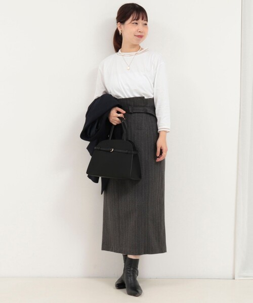 MICO COULIER（ミコクリエ）の「リブ部分シアー カットソー7分袖（Tシャツ/カットソー・レディース・ブラック/グレイッシュベージュ/オフホワイト・38）」の19枚目の写真