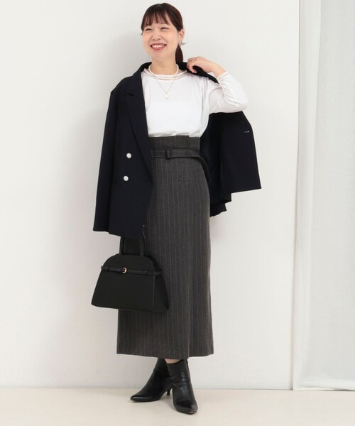 MICO COULIER（ミコクリエ）の「リブ部分シアー カットソー7分袖（Tシャツ/カットソー・レディース・ブラック/グレイッシュベージュ/オフホワイト・38）」の21枚目の写真