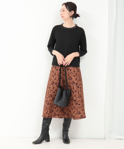 MICO COULIER（ミコクリエ）の「リブ部分シアー カットソー7分袖（Tシャツ/カットソー・レディース・ブラック/グレイッシュベージュ/オフホワイト・38）」の22枚目の写真