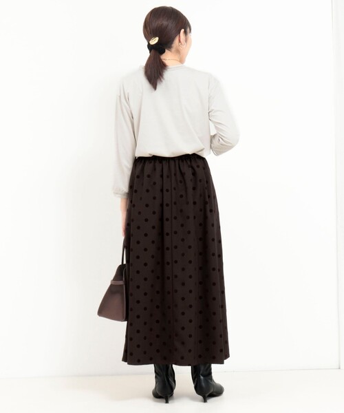 MICO COULIER（ミコクリエ）の「リブ部分シアー カットソー7分袖（Tシャツ/カットソー・レディース・ブラック/グレイッシュベージュ/オフホワイト・38）」の12枚目の写真