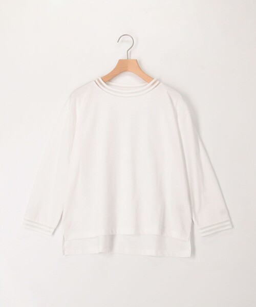 MICO COULIER（ミコクリエ）の「リブ部分シアー カットソー7分袖（Tシャツ/カットソー・レディース・ブラック/グレイッシュベージュ/オフホワイト・38）」の6枚目の写真