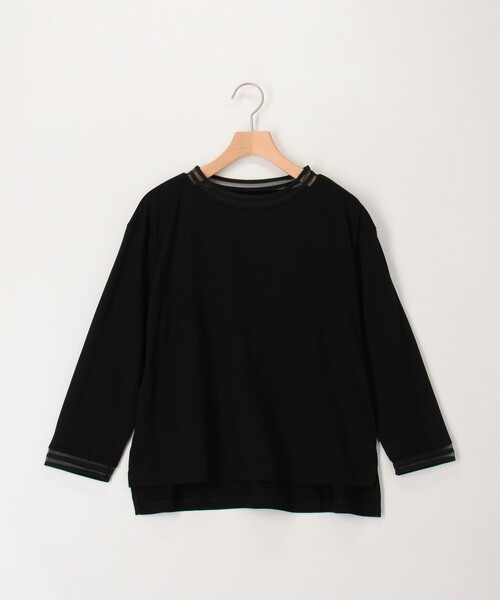 MICO COULIER（ミコクリエ）の「リブ部分シアー カットソー7分袖（Tシャツ/カットソー・レディース・ブラック/グレイッシュベージュ/オフホワイト・38）」の9枚目の写真