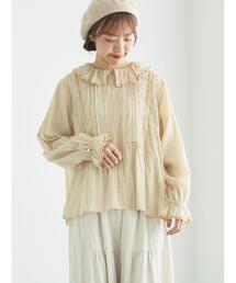 TSUHARU by Samansa Mos2 | ベロアテープ切替シアーブラウス(シャツ/ブラウス)