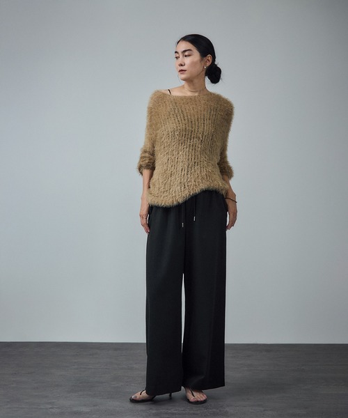 SALON adam et rope'（サロン アダム エ ロペ）の「【WEB限定】ウォッシャブルウールカシミヤワイドパンツ（その他パンツ・レディース・ブラック/ブラウン/グレー・M/S）」の4枚目の写真