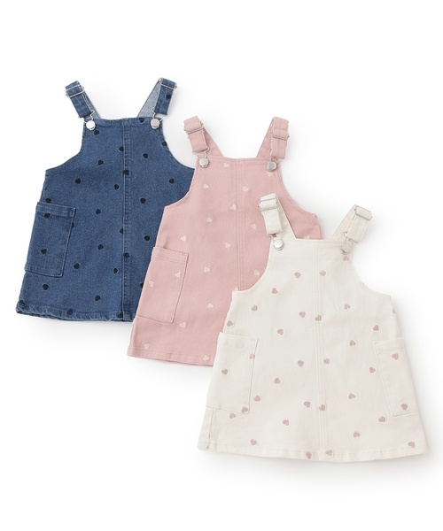 petit main（プティマイン）の「【リンク】刺しゅうサロペスカート（ジャンパースカート・キッズ・ピンク/アイボリー/ブルー・S/M/L）」の5枚目の写真