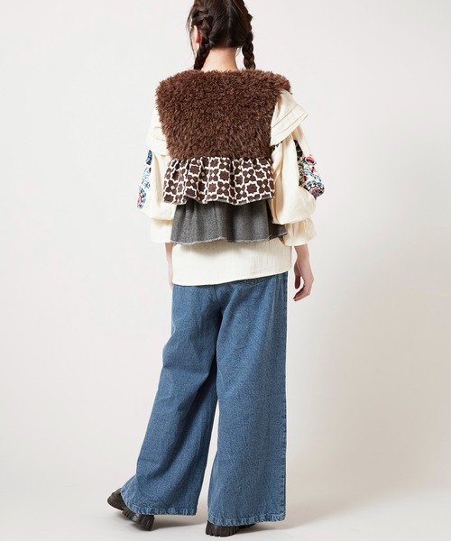 チャイハネ(チャイハネ)の「【チャイハネ】ディルバル ベルボトム風デニムパンツ(デニムパンツ・レディース・ダークブルー/ライトブルー・FREE)」の13枚目の写真