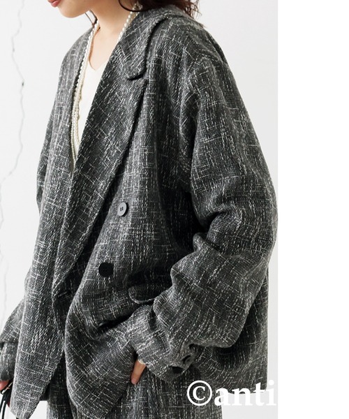 antiqua(アンティカ)の「ツイードジャケット(テーラードジャケット・レディース・グレー/ブラック・ONESIZE)」の11枚目の写真