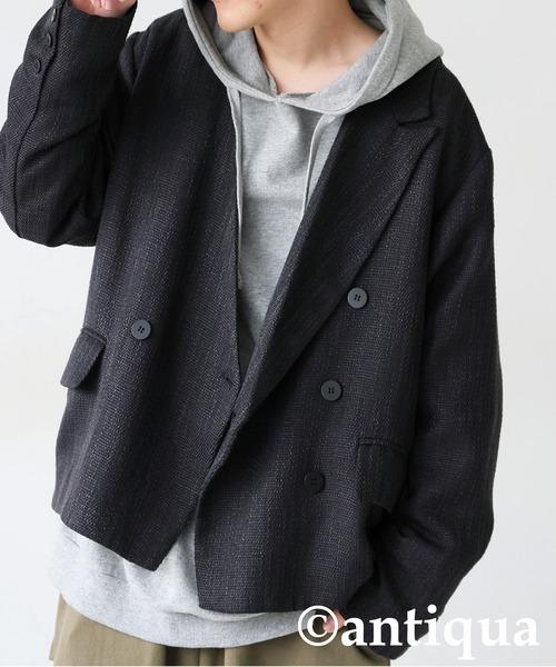 antiqua(アンティカ)の「ツイードジャケット(テーラードジャケット・レディース・グレー/ブラック・ONESIZE)」の4枚目の写真