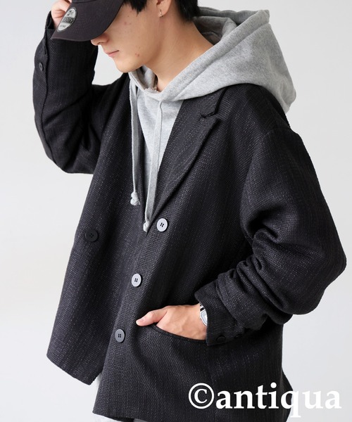 antiqua(アンティカ)の「ツイードジャケット(テーラードジャケット・レディース・グレー/ブラック・ONESIZE)」の5枚目の写真